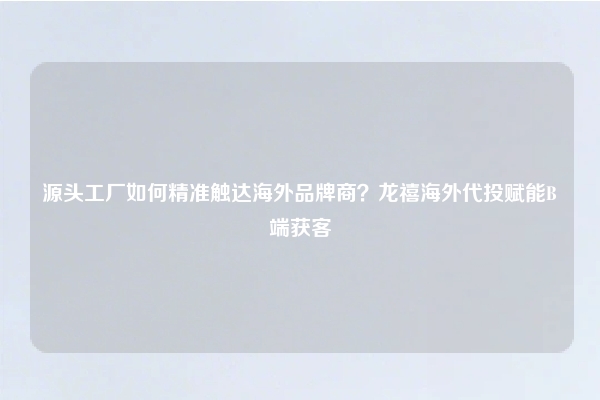 源头工厂如何精准触达海外品牌商？龙禧海外代投赋能B端获客