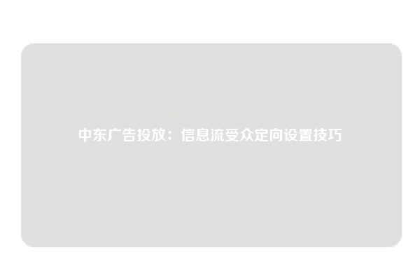 中东广告投放：信息流受众定向设置技巧