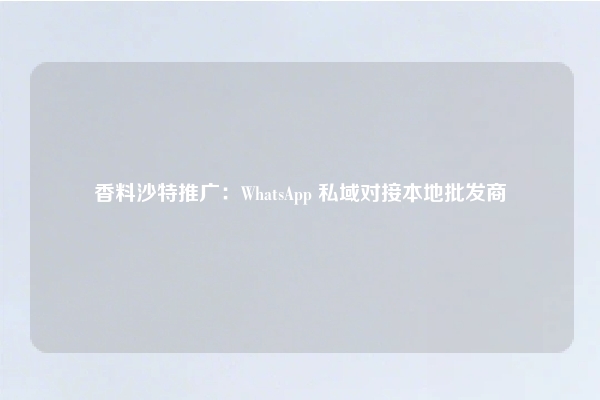 香料沙特推广：WhatsApp 私域对接本地批发商