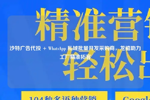 沙特广告代投 + WhatsApp 私域批量开发采购商，龙禧助力工厂精准拓客