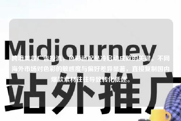 跨境美妆广告投流，色彩适配是冷启动成败的关键。不同海外市场对色彩的敏感度与偏好差异显著，直接复制国内爆款素材往往导致转化低迷。