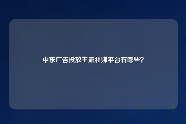中东广告投放主流社媒平台有哪些？